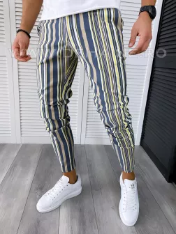 Pantaloni barbati casual regular fit in dungi B1864 10-5